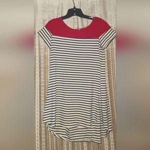 Umgee USA Hot pink striped casual tunic dress